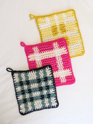 Plaid Pot Holder Crochet Collection