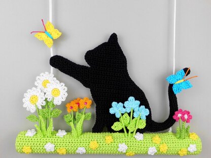 Little chubby cat - hanging decoration for doors & walls