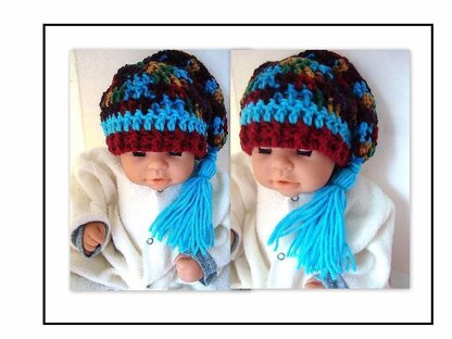 647 LONG TAIL PIXIE HAT, baby to adult sizes
