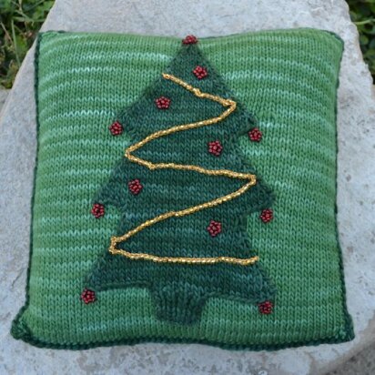 Christmas Tree Pillow with Beaded Trim