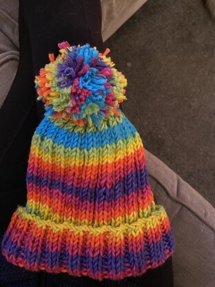 baby and rainbow beanie 