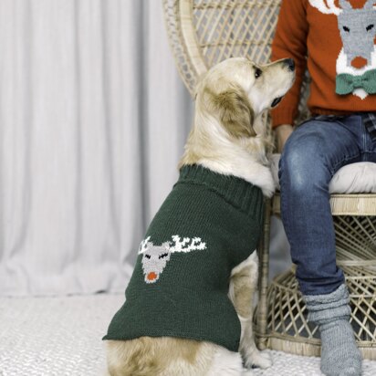 Reindeer Sweater for Dogs in Novita Nordic Wool - Downloadable PDF