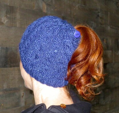 Double Cable Ponytail Hat