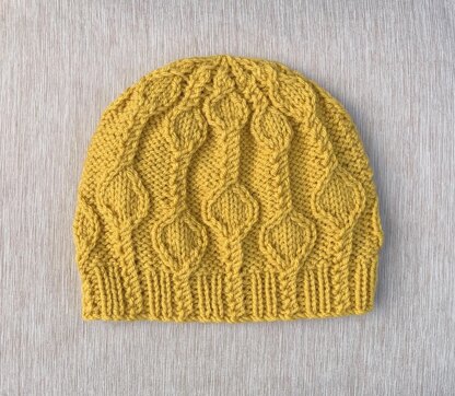 Hat with Cables and Leaves