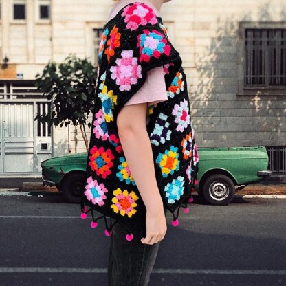 Pompom Crochet Poncho