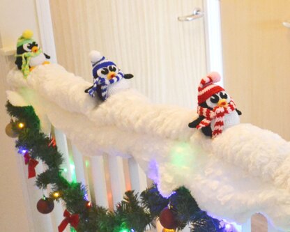 Crochet penguin. Christmas penguin. Bannister decor. Christmas decor idea.  Staircase decoration. Xmas craft project Crochet pattern by Angelika  Liusinska