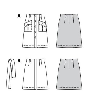 Burda Style Misses' Front Fastening Flared Skirt B5991 - Sewing Pattern