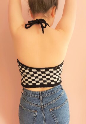 Harmon Halter Checkerboard Crop Top