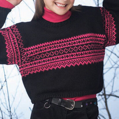 Cropped Sweater With Norwegian Pattern in Patons Astra