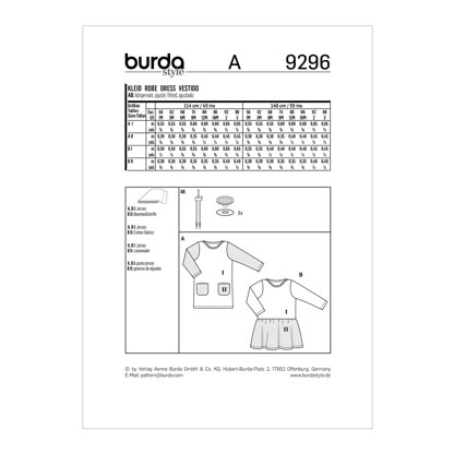 Burda Style Babies' Shirtdress with Pockets â€“ Dress with Gathered Skirt 9296 - Paper Pattern, Size 1M - 3