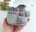 Two Tone Grey Baby Booties with Lace Crochet Pattern
