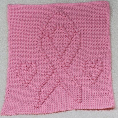 Pink Ribbon and Hearts Blanket Block