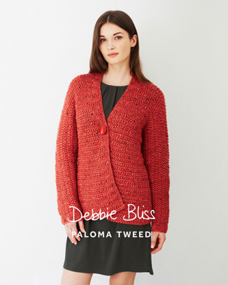 Sideways Knitted Jacket in Debbie Bliss Paloma Tweed - DB041