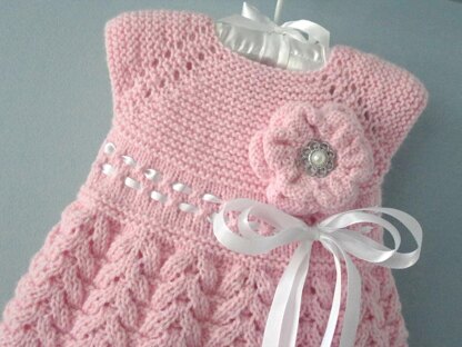 Knitting PATTERN Baby Dress Knitted Flower by Elena Mitchell