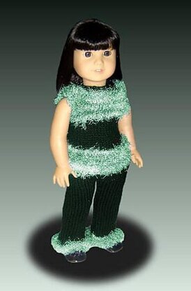 Doll clothes knitting pattern, for American Girl and 18 inch, Sleeveless top and pants. 032