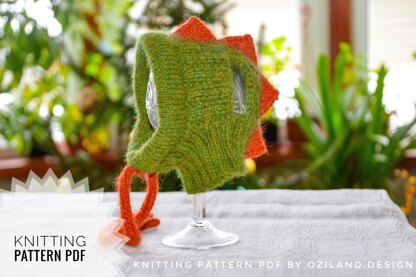 Knitting Pattern Dragon dog hat for small dog Size XS