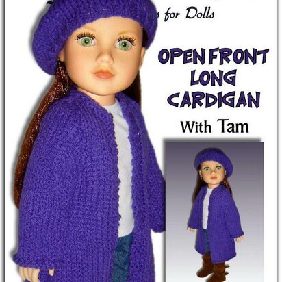 Doll clothes, Long Cardigan Knitting pattern for 18 inch dolls, including American Girl