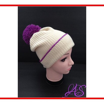 Slouchy Hat Crochet Pattern with Pom Pom