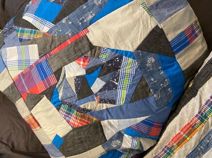 More upcycled shirts, crumb quilting #3