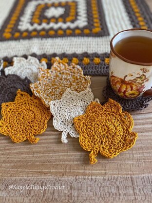 Autumn Table Cover and Leaf Coaster Set