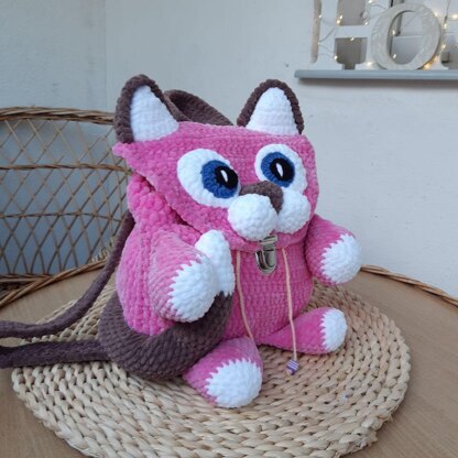 Cat Backpack Crochet Pattern Amigurumi, Crochet Cat Bag Pattern