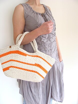 Striped Basket Bag