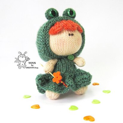 Funny doll frog - knitting pattern