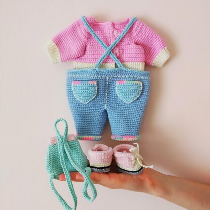Crochet doll outfits pattern, Crochet amigurumi doll clothes 12,6"/32 cm, Lulu outfit pattern (English, Deutsch, Français)