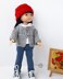 Outfit Red and gray for 13" dolls knitted flat