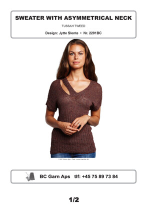 Sweater with Asymmetrical Neck in BC Garn Tussah Tweed - 2291BC - Downloadable PDF