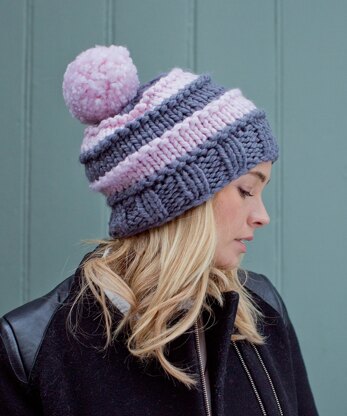 Ellie Stripe Hat - Knitting Pattern in MillaMia Naturally Soft Super Chunky