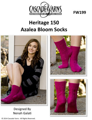 Azalea Bloom Socks in Cascade Heritage 150 - FW199 - Free PDF