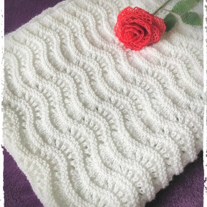 Rippling Waves Knitted Baby Blanket