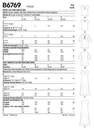 Butterick Damentops, Tunika und Kaftan B6769 - Schnittmuster