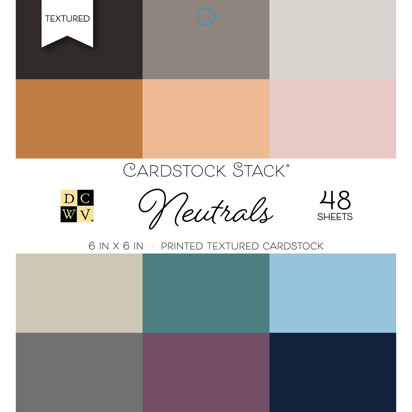 American Crafts DCWV Single-Sided Cardstock Stack 6"X6" 48/Pkg - Neutrals, 12 Solid Colors/4 Each