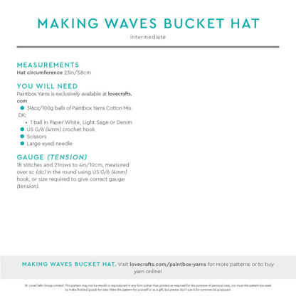 Making Waves Bucket Hat - Free Crochet Pattern for Women in Paintbox Yarns Cotton Mix DK by Paintbox Yarns