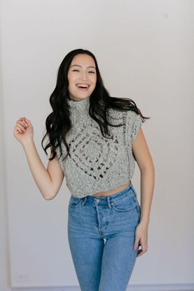 Diamond Crop Sweater in Knit Collage Wildflower - Downloadable PDF