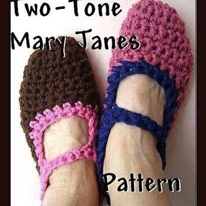 Crochet Slippers Pattern - Two Tone Mary Janes by Ashton11 
