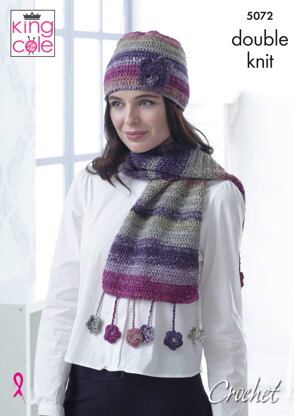 Poncho, Neck Warmer, Triangular Shawl, Lace Wrap, Wrap & Hat in King Cole Shine DK - 5072 - Downloadable PDF