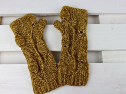 Fingerless Gloves "Golden Leaves"