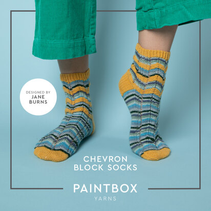 Chevron Block Socks - Free Knitting Pattern For Women in Paintbox Yarns Socks