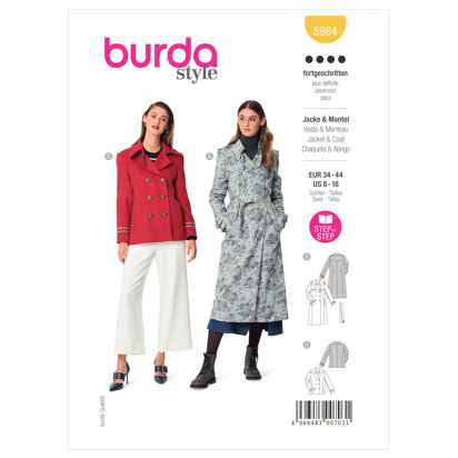 Burda Style Misses' Caban Jacket and Trench Coat B5984 - Sewing Pattern