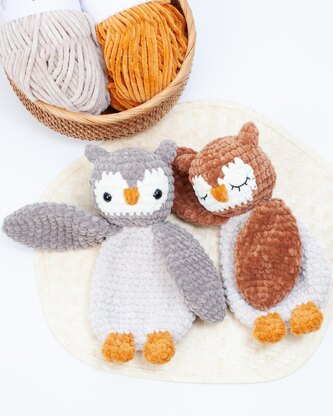 Crochet owl snuggler pattern, Owl lovey