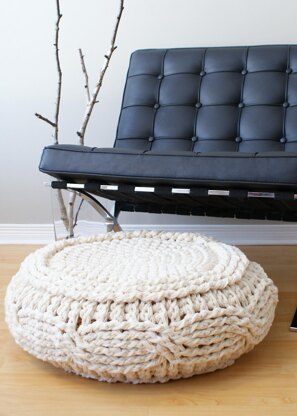 Crochet Cable Footstool Cover for Ikea's Alseda Footstool