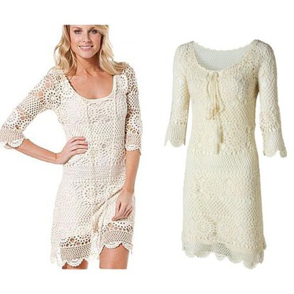 Crochet lacy bohemian summer dress.