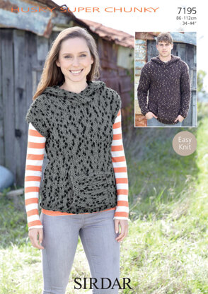 Hooded Sweaters in Sirdar Husky - 7195 - Downloadable PDF