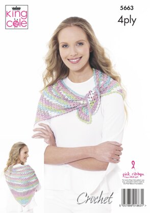 Scarf, Hat & Triangular Wrap in King Cole Summer 4Ply - 5663 - Downloadable PDF