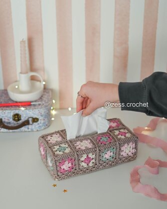 Rectangular Granny Square Tissue Box Cover Crochet Pattern – PDF Download