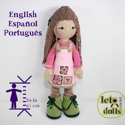 Crochet Doll Pattern, Amigurumi doll pattern, XLarge doll, 24"/61cm, Pippa