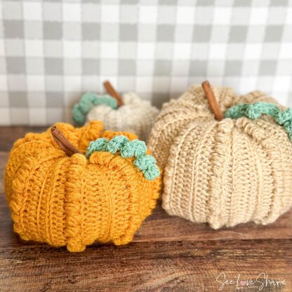 Farmhouse-Chic Stackable Crochet Pumpkins